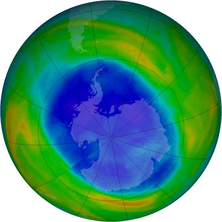 Antarctic ozone map for 08 September 2004